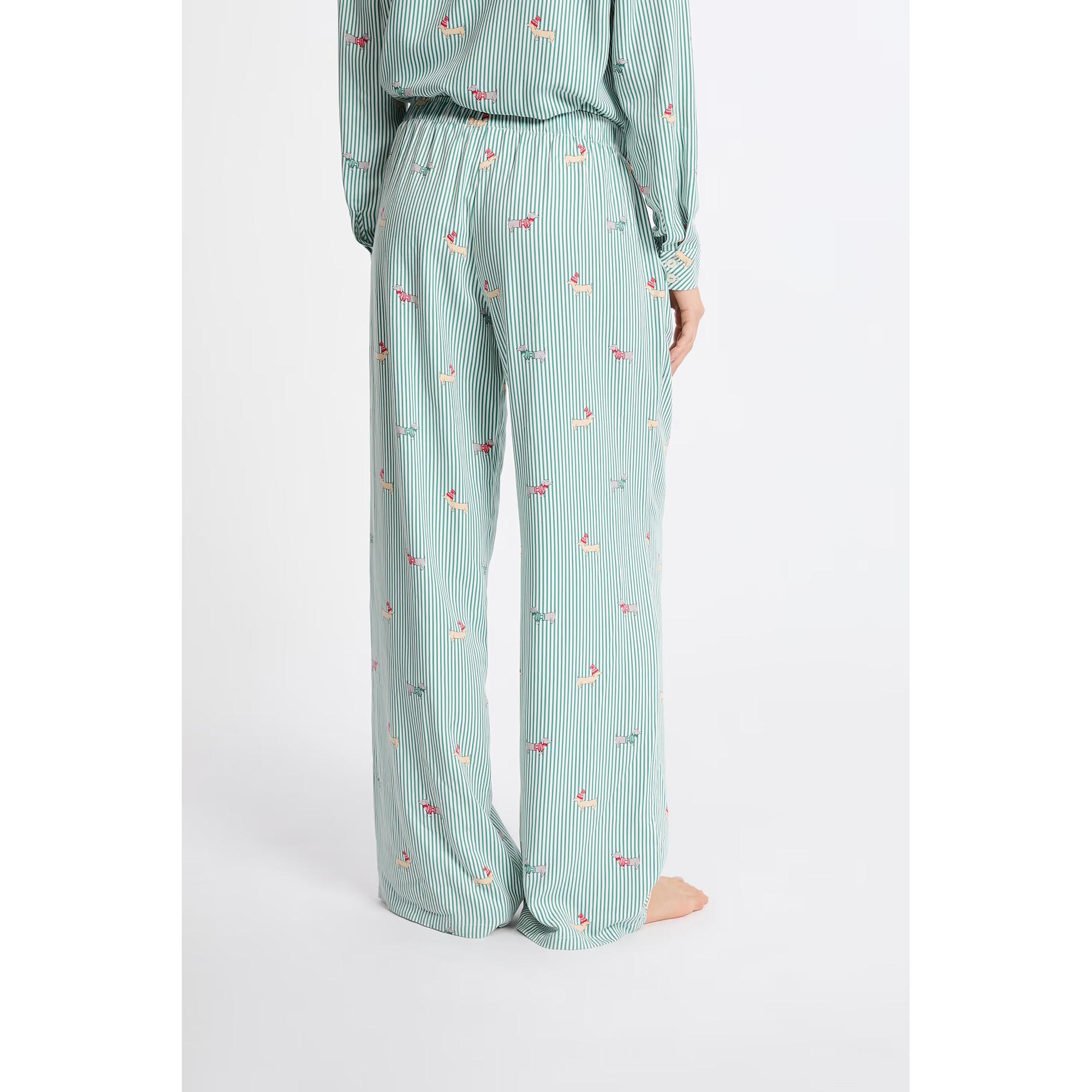 Etam Lange gestreifte Pyjamahose mit Hundemotiv  