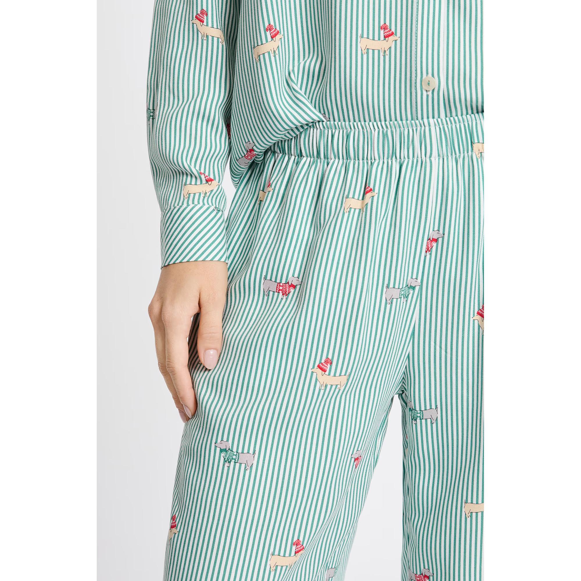 Etam Lange gestreifte Pyjamahose mit Hundemotiv  