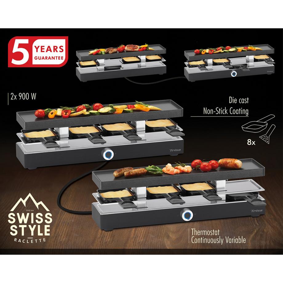 Trisa Gril de table raclette Style Connect, 2 x 4 pers. 