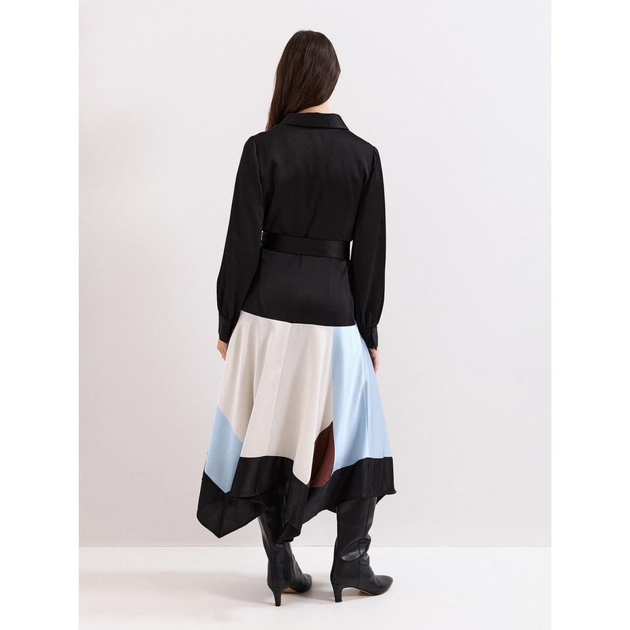 Phase Eight Robe Chemise Midi Satin Color Block  