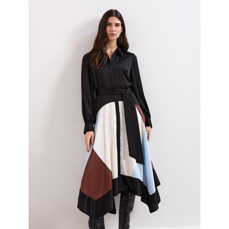 Phase Eight Robe Chemise Midi Colorblock Ourlet Asymétrique  