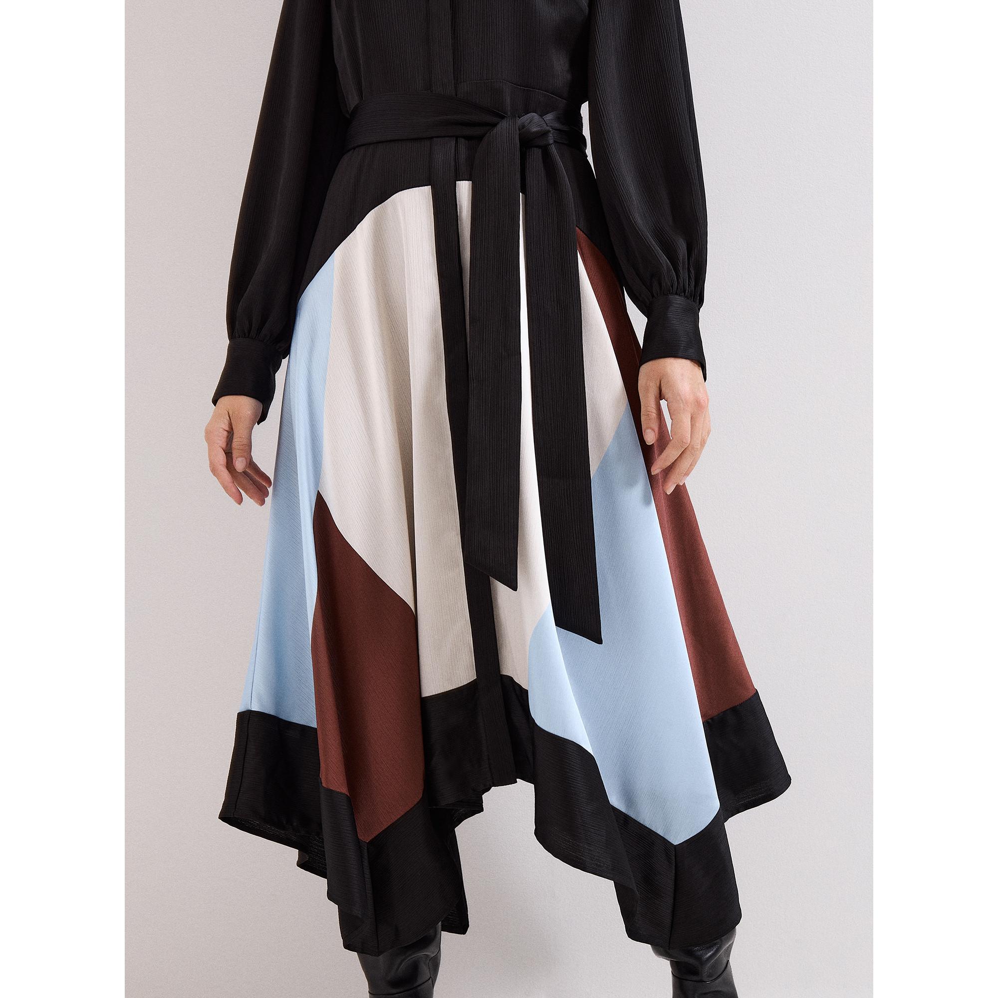 Phase Eight Abito Camicia Midi Colorblock Orlo Asimmetrico  