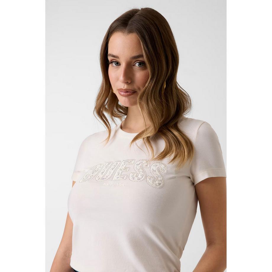 GUESS T-Shirt Logo Strass  