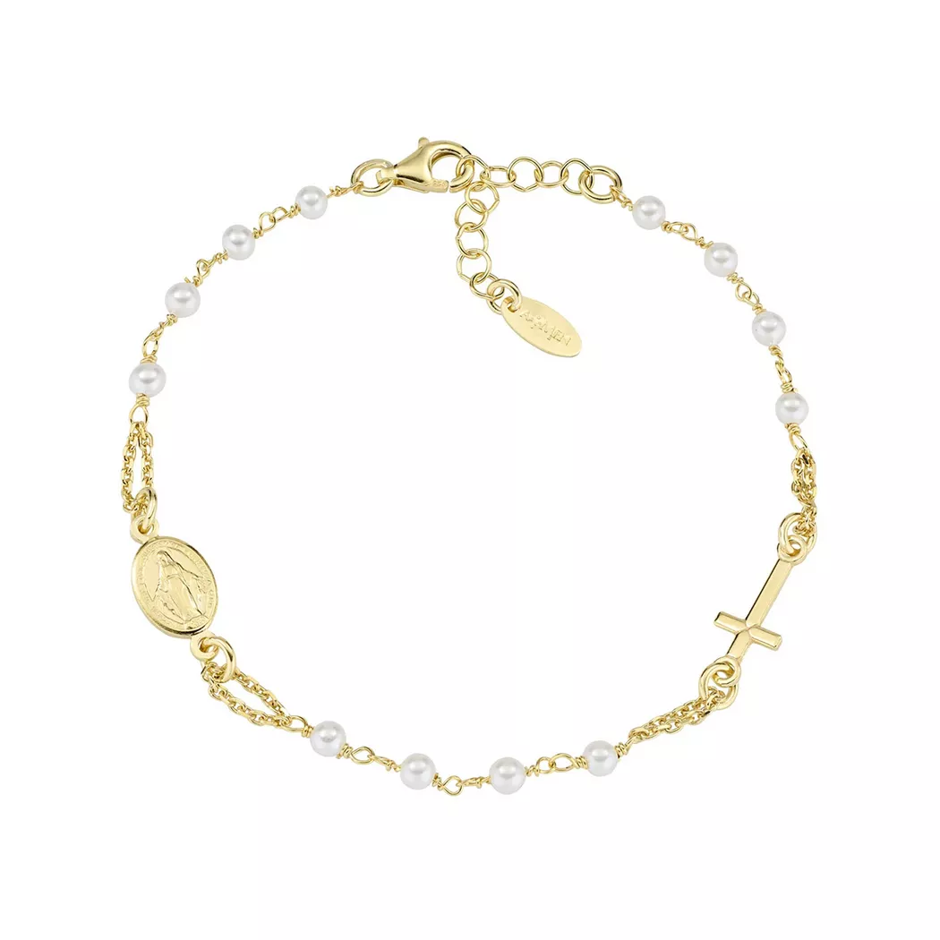 Amen - Armband, Rosaries With Pearls, 18+2CM, Goldfarben