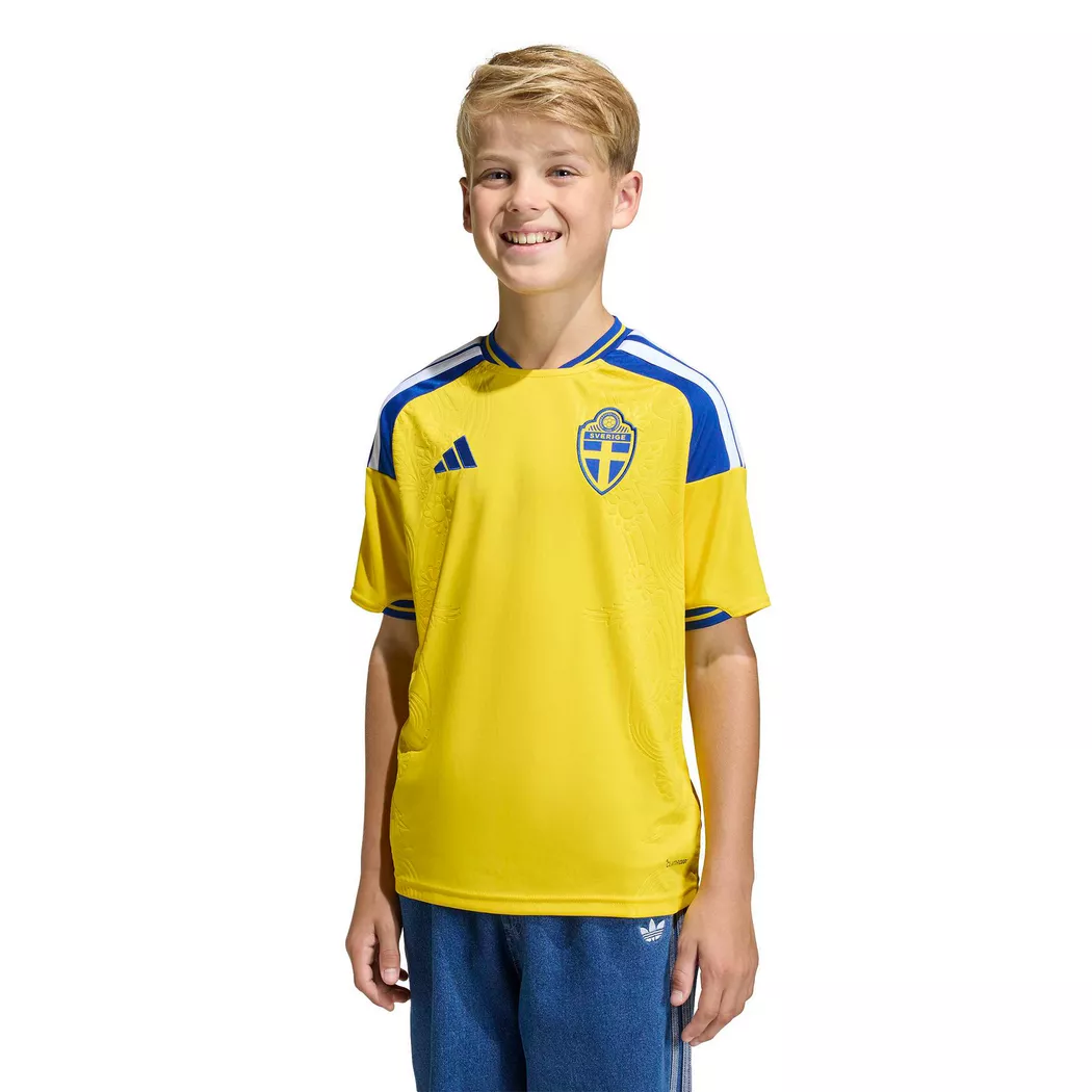 Adidas T-shirt Manches Courtes Junior Domicile Sweden 26/27 Yellow 15-16 Années Garçons,Filles