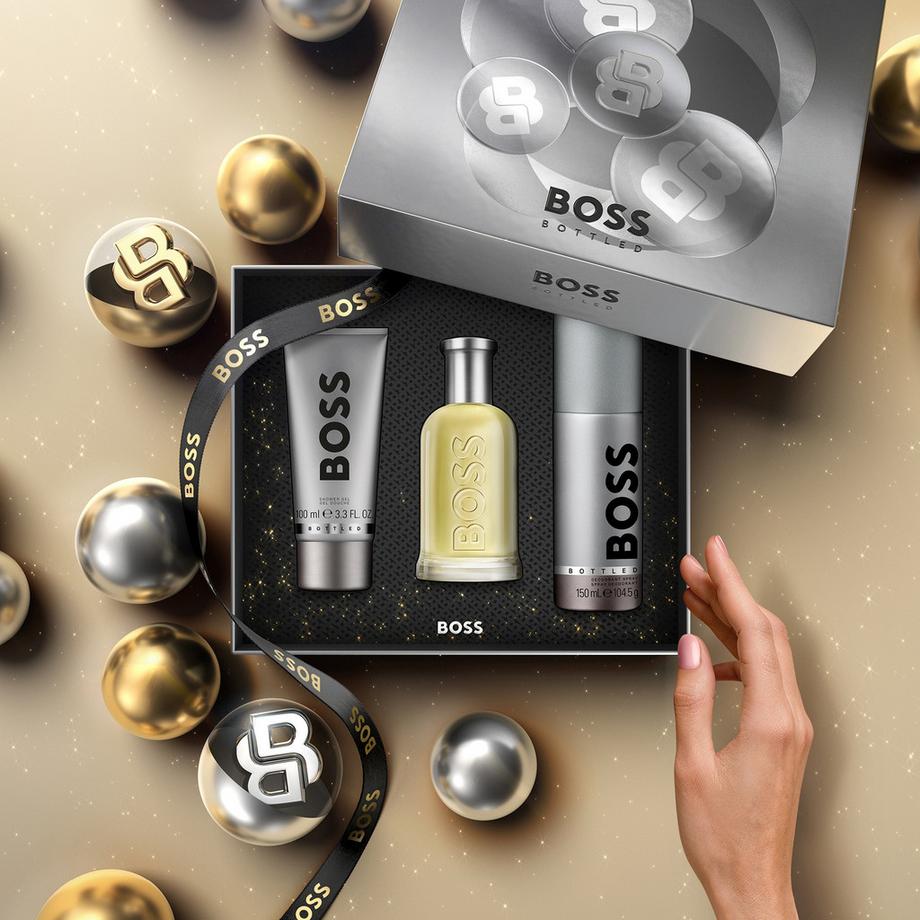 HUGO BOSS  Bottled Eau de Toilette, Duschgel und Deodorant-Spray für Herren Trio-Geschenkset 