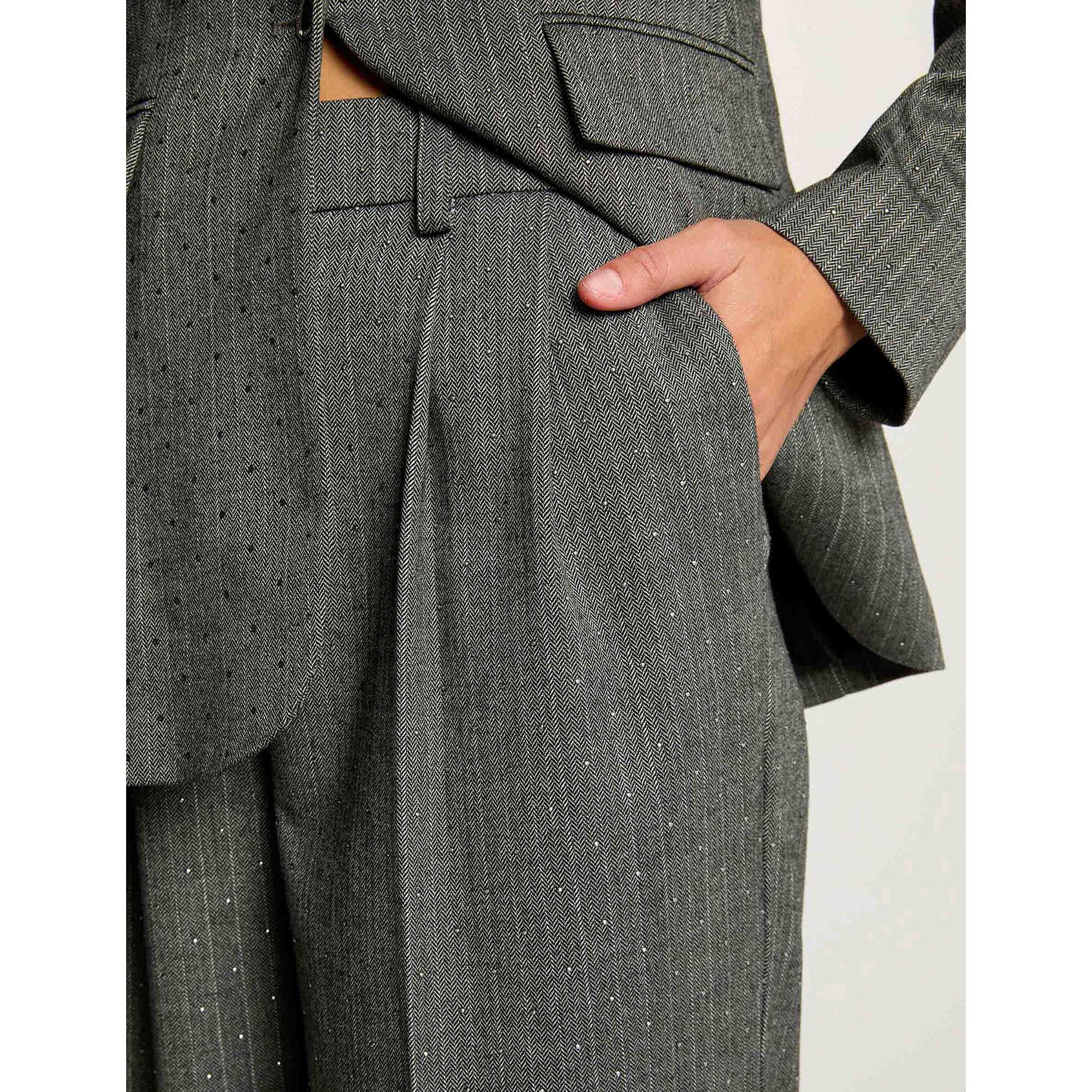 MORGAN Pantalon à rayures fines coupe large  