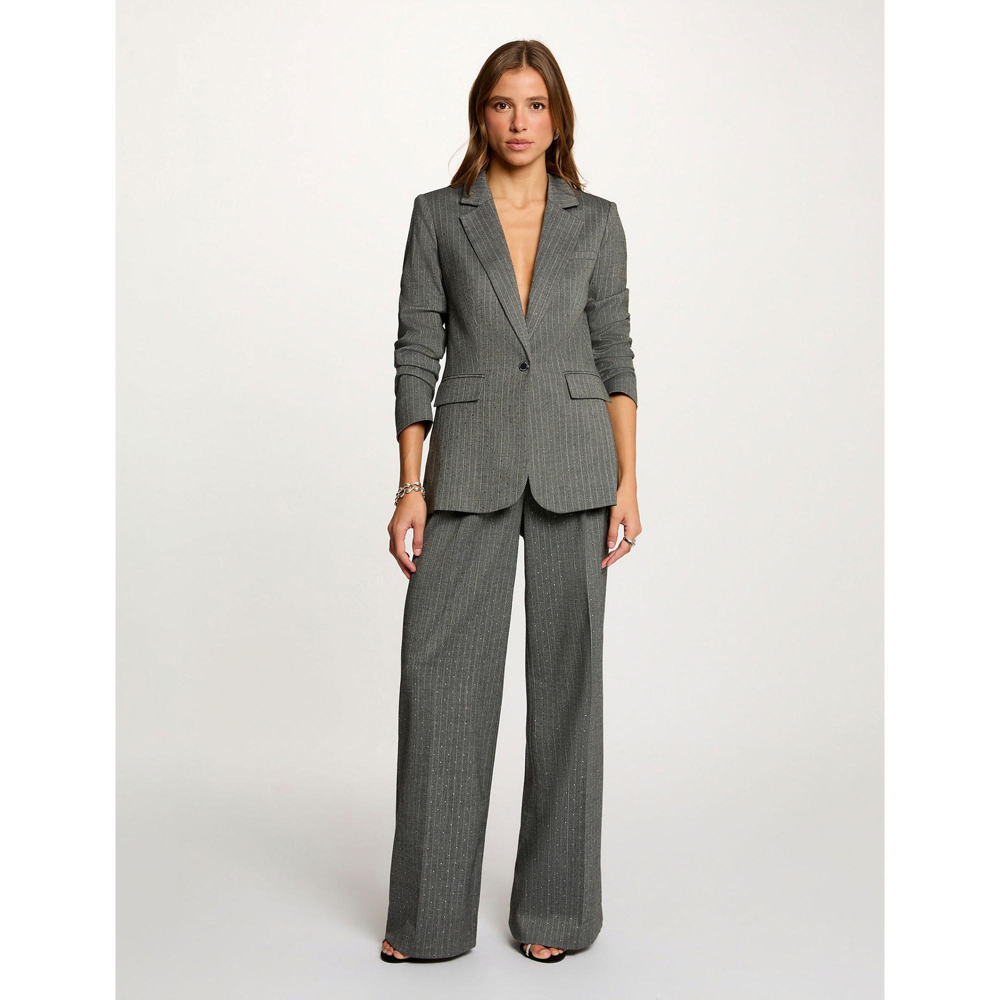 MORGAN Pantalon à rayures fines coupe large  