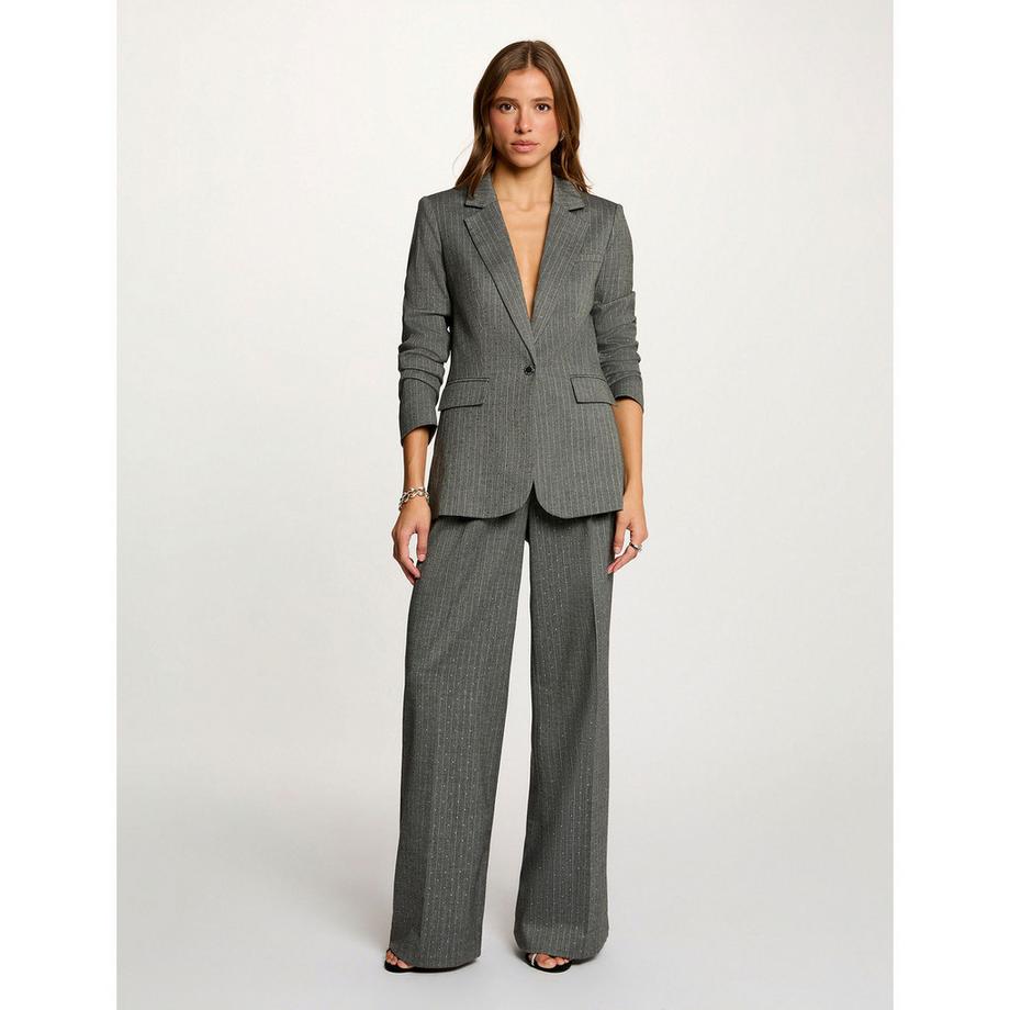 MORGAN Pantaloni gessati a gamba larga  