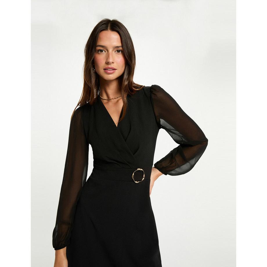 MORGAN Robe Mini Manches Longues avec Ceinture  