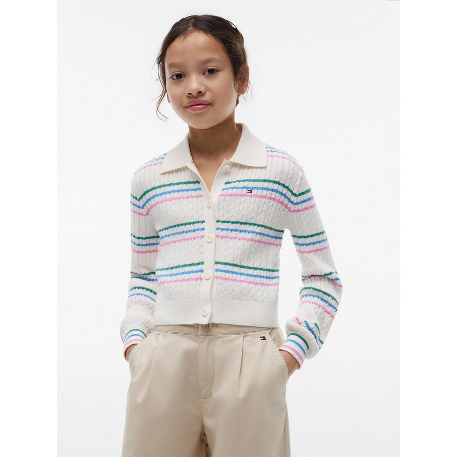 TOMMY HILFIGER Cardigan a maglia a righe con collo  
