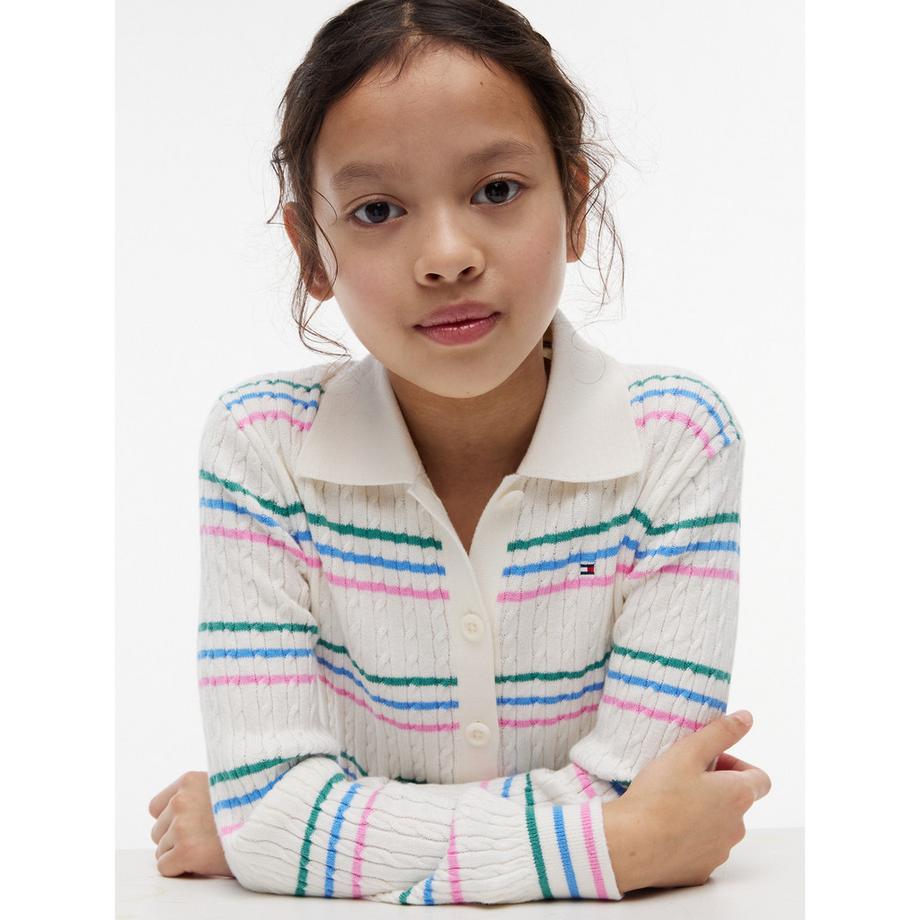 TOMMY HILFIGER Cardigan a maglia a righe con collo  