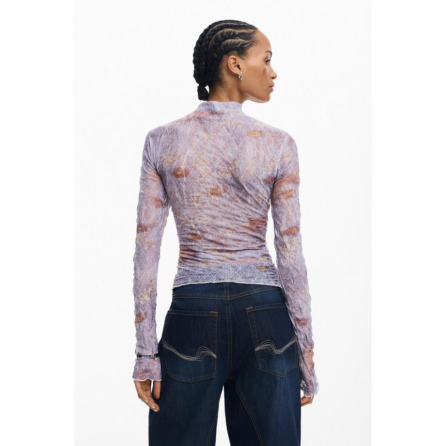 Desigual T-shirt a maniche lunghe con collo alto  