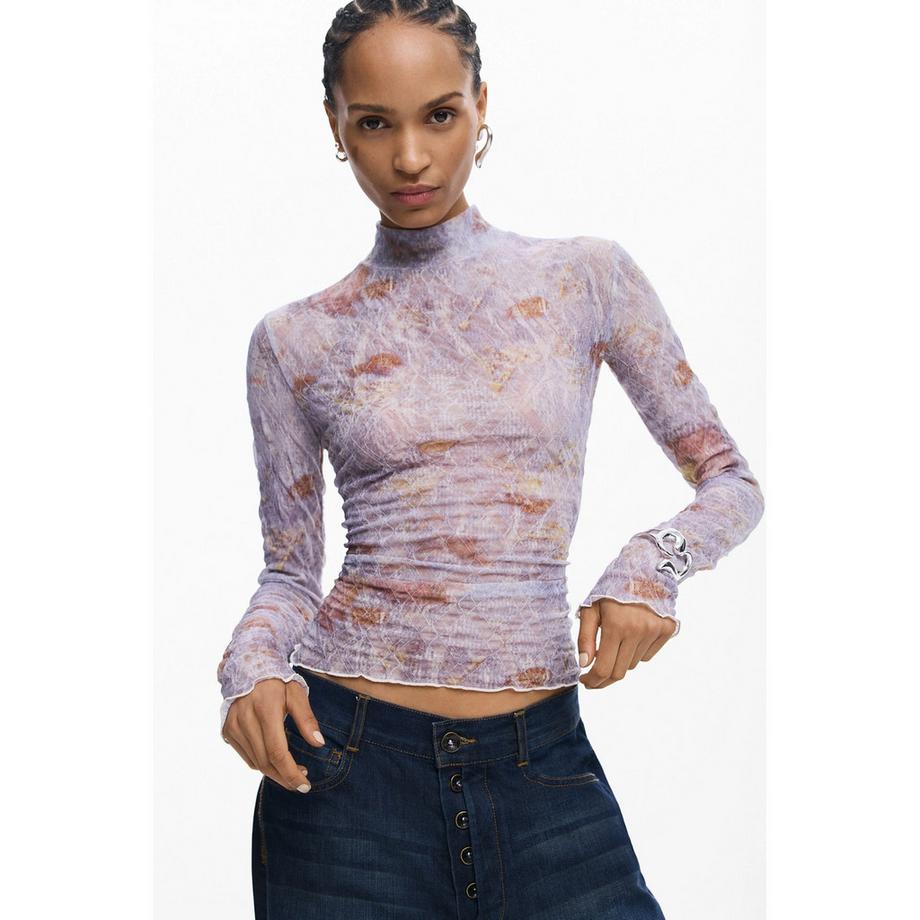 Desigual T-shirt a maniche lunghe con collo alto  