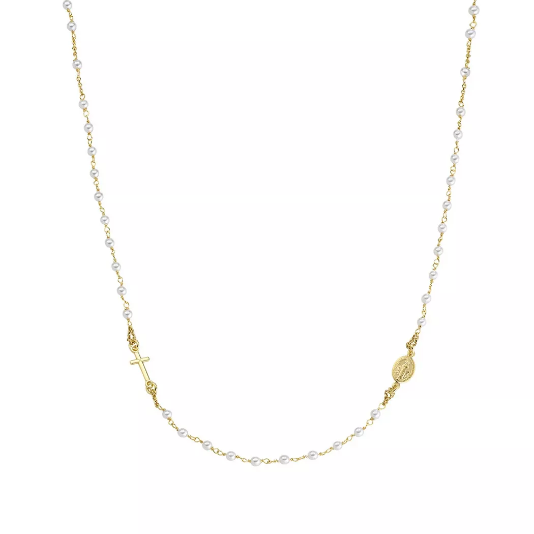 Amen - Halskette, Rosaries With Pearls, 50+2CM, Goldfarben