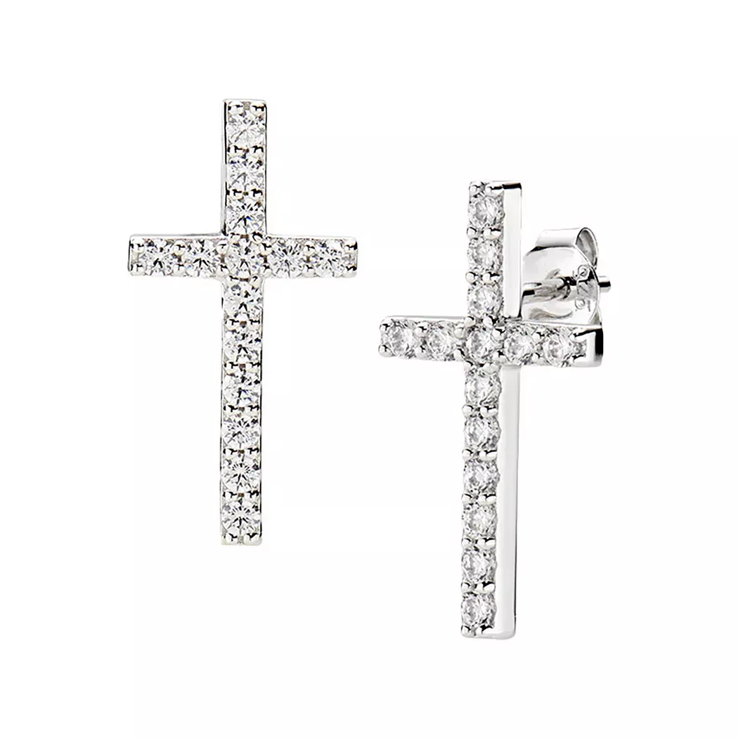 Amen - Ohrstecker, Crosses, One Size, Silber 2