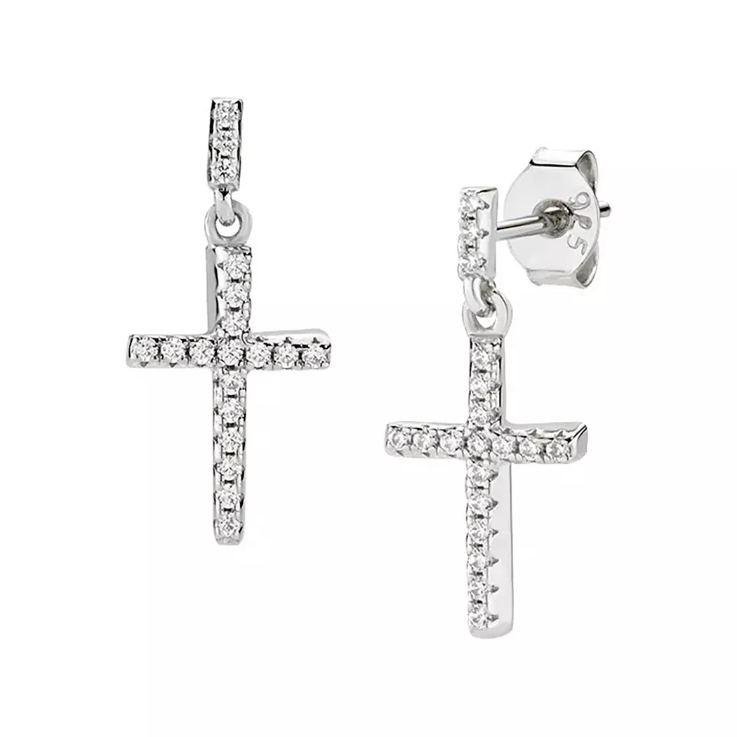 Amen - Ohrstecker, Crosses, One Size, Silber