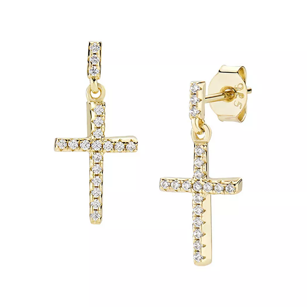 Amen - Ohrstecker, Crosses, One Size, Goldfarben