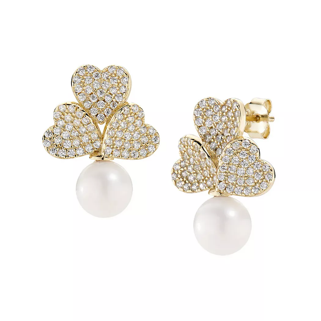 Amen - Ohrstecker, Pearls, One Size, Goldfarben