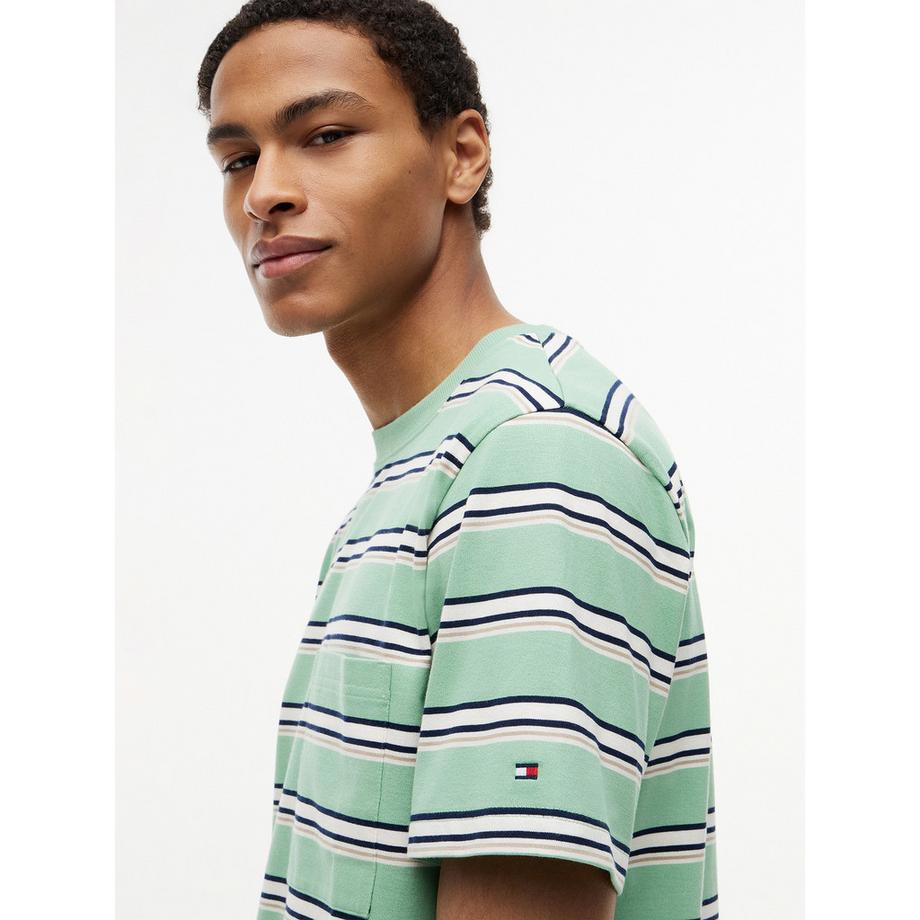 TOMMY HILFIGER T-shirt rayé à manches courtes avec poche poitrine  