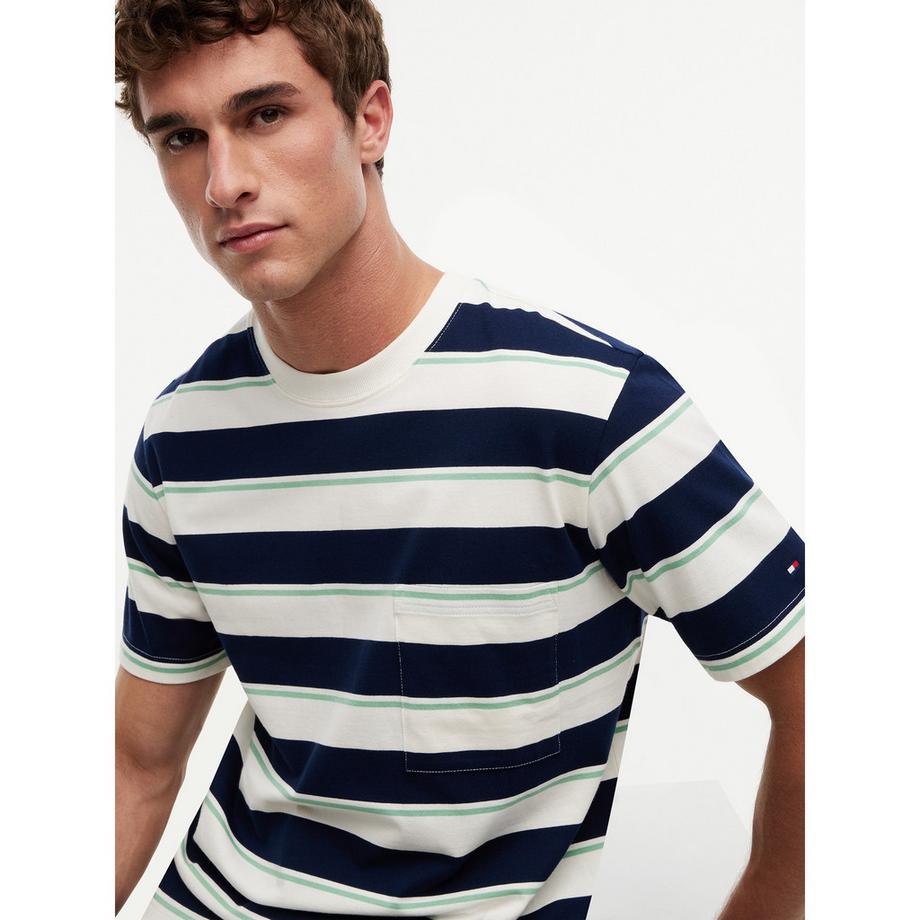 TOMMY HILFIGER T-shirt rayé à manches courtes avec poche poitrine  