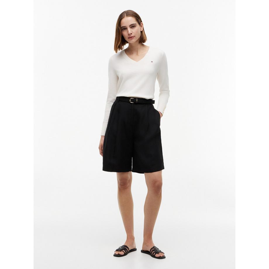TOMMY HILFIGER V-Ausschnitt Pullover mit Knopfdetails  