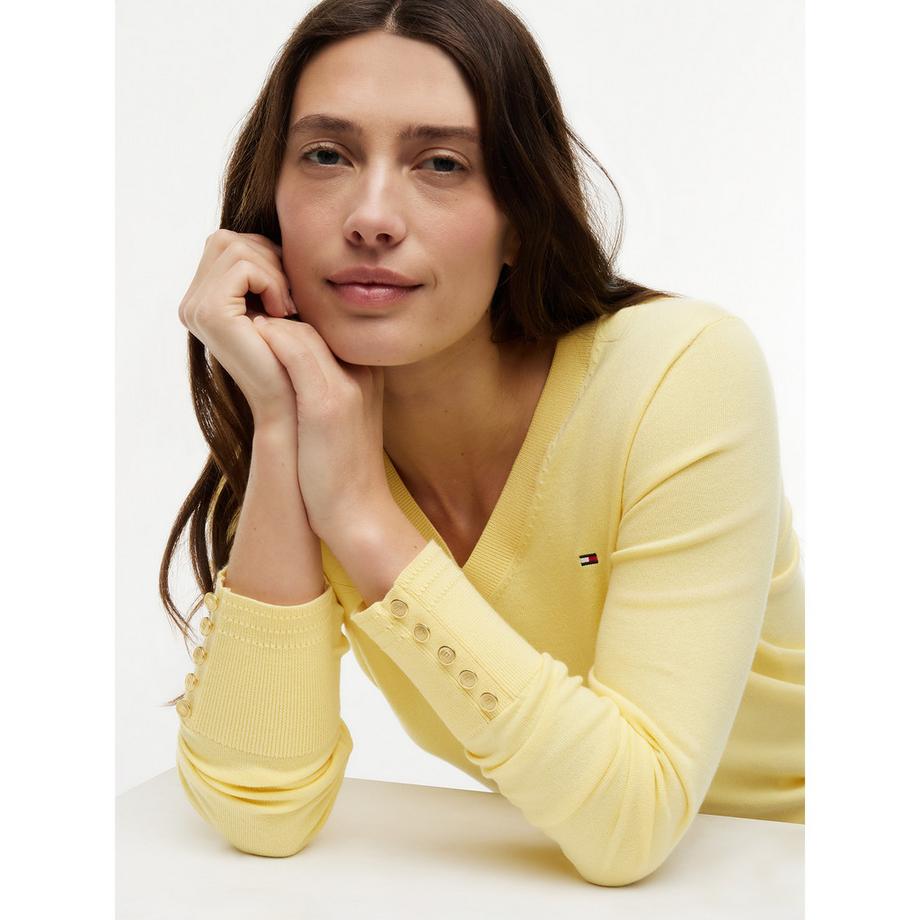TOMMY HILFIGER Maglione scollo a V con dettagli a bottoni  