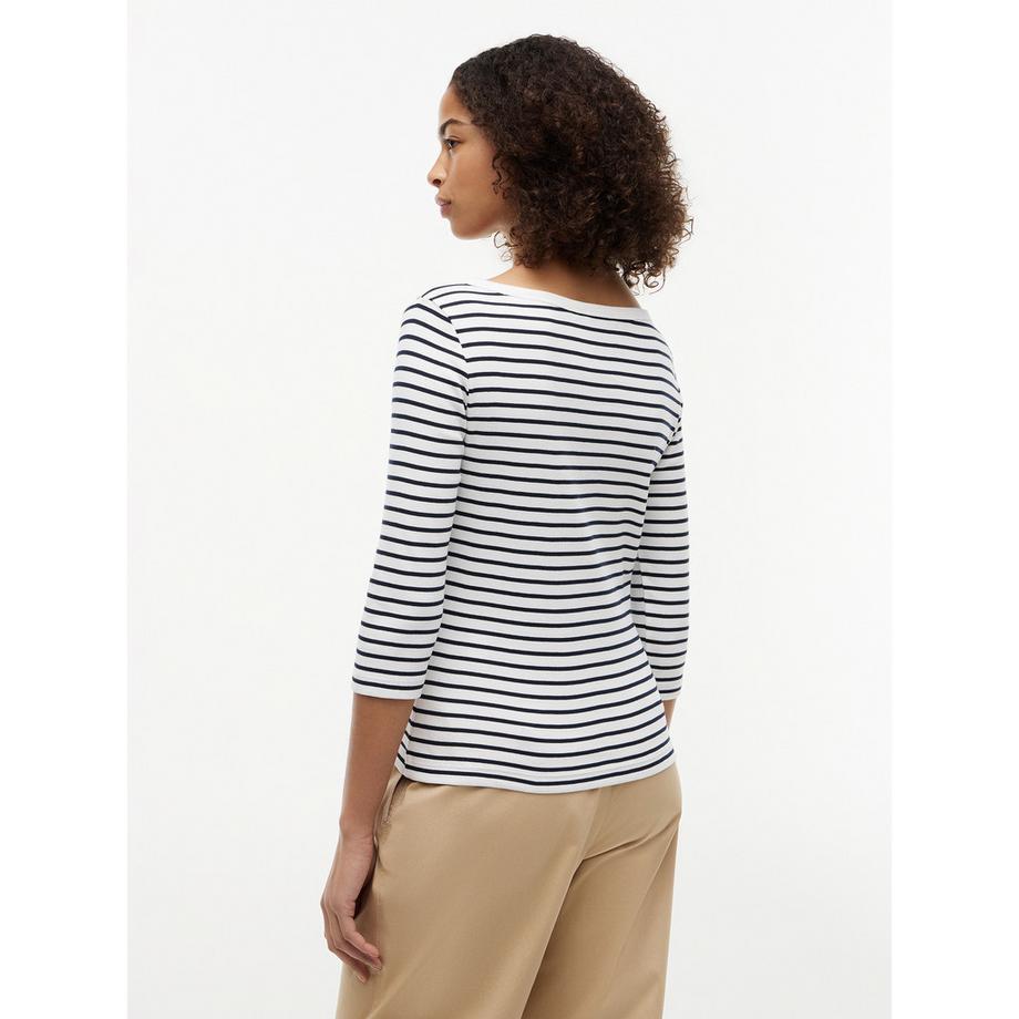 TOMMY HILFIGER Gestreiftes U-Boot-Ausschnitt T-Shirt  
