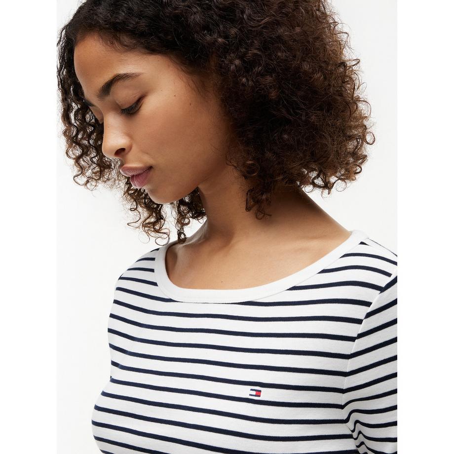 TOMMY HILFIGER Gestreiftes U-Boot-Ausschnitt T-Shirt  