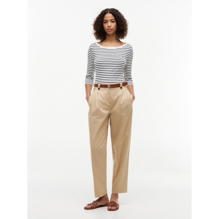TOMMY HILFIGER Gestreiftes U-Boot-Ausschnitt T-Shirt  