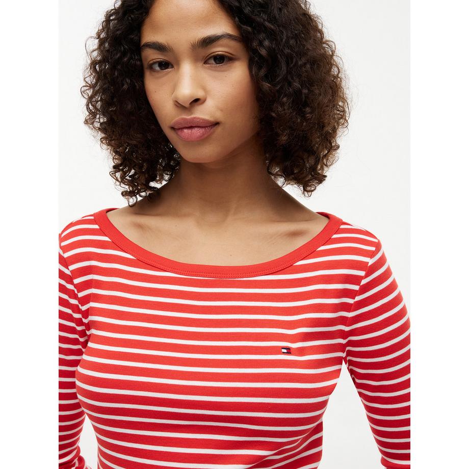 TOMMY HILFIGER T-shirt a righe con scollo a barca  