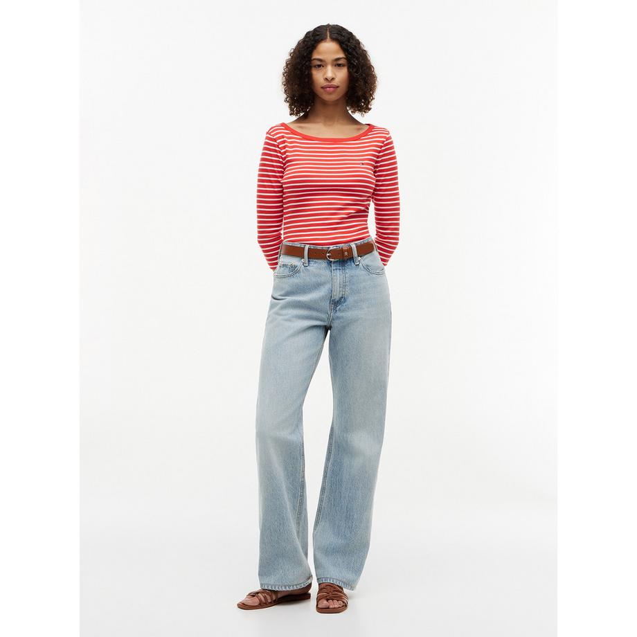 TOMMY HILFIGER T-shirt a righe con scollo a barca  