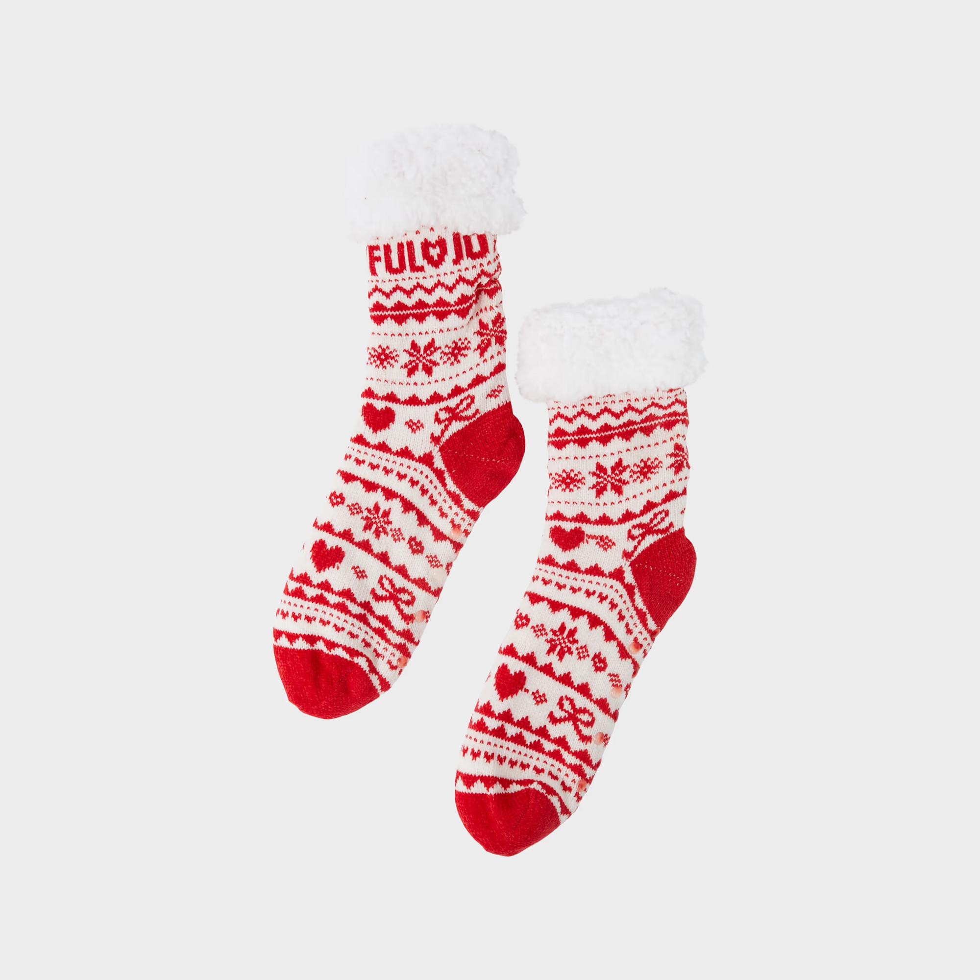 Etam Chaussettes Slipper à Motifs avec Bordure en Fausse Fourrure  