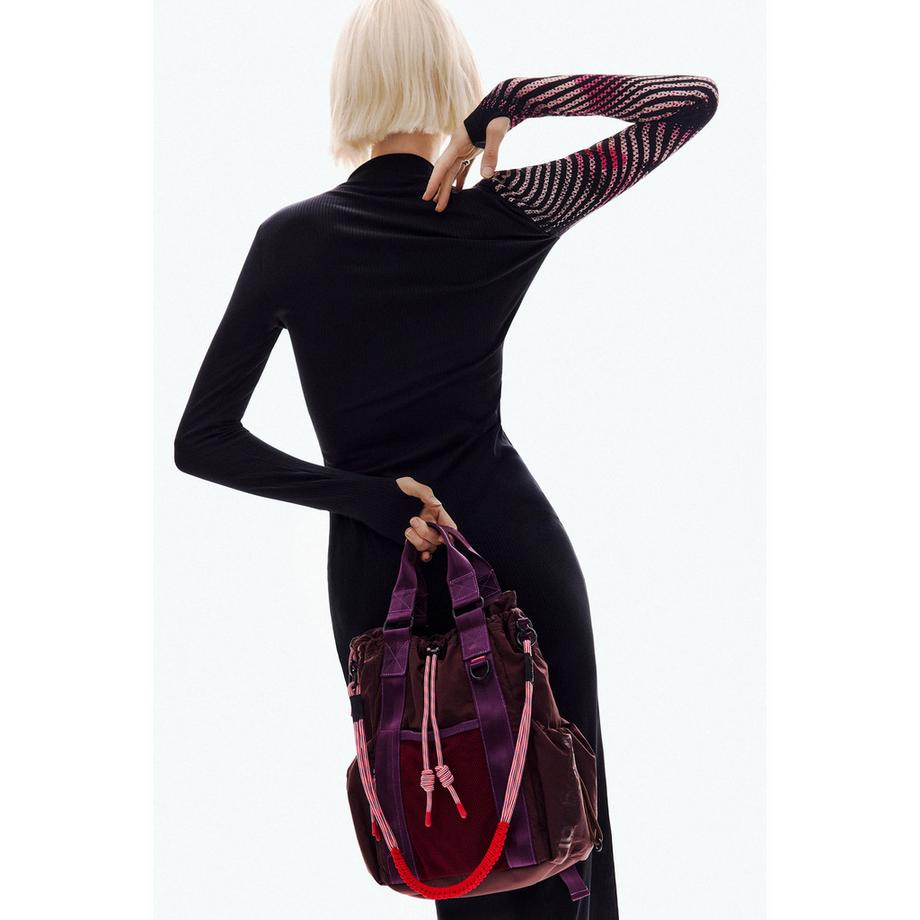 Desigual Langarm Rippstrick Maxikleid mit gemusterten Einsätzen  