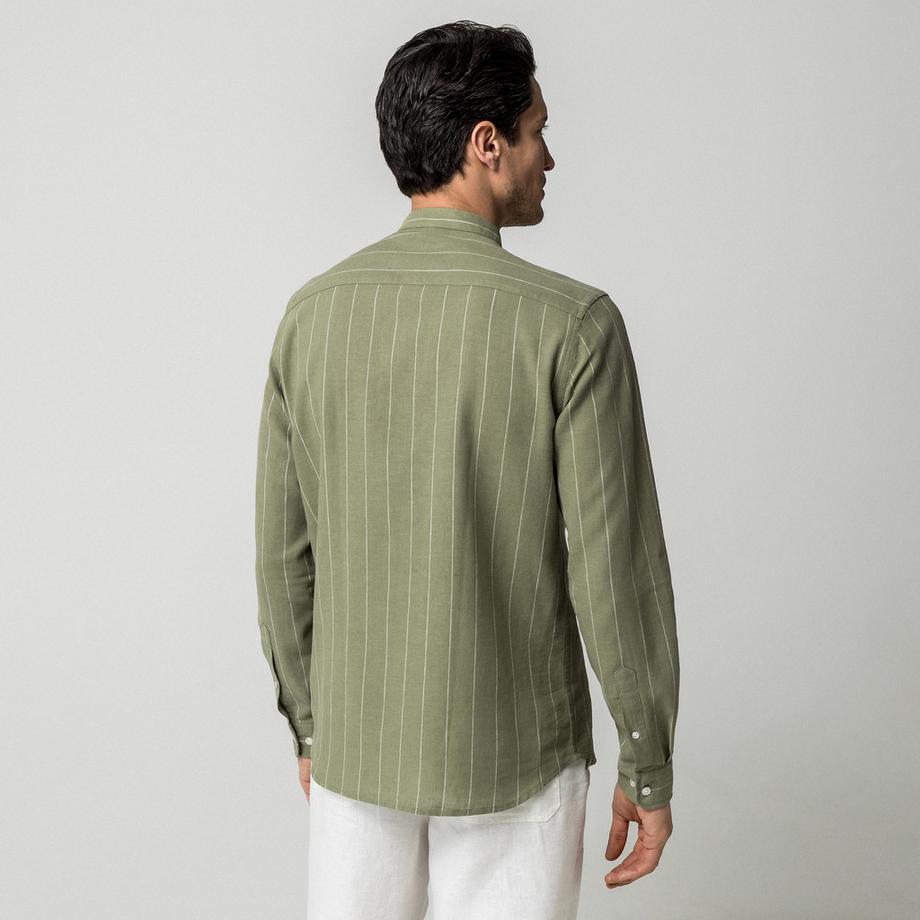 Manor Man Chemise rayée à manches longues avec col mandarin  