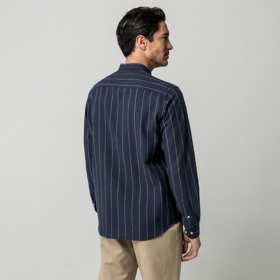 Manor Man Chemise rayée à manches longues avec col mandarin  