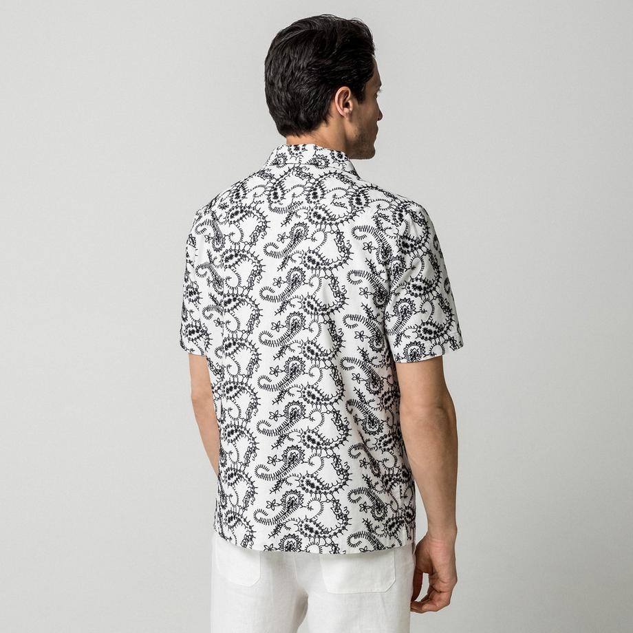 Manor Man Chemise à Manches Courtes à Motif  