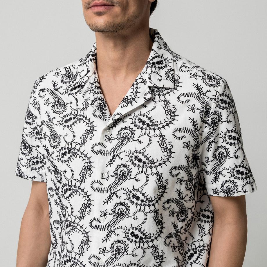 Manor Man Chemise à Manches Courtes à Motif  