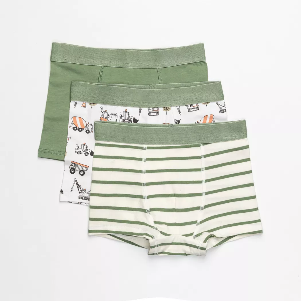Manor Kids - Boxershorts, 3er-Pack, 122-128, Olivegrün
