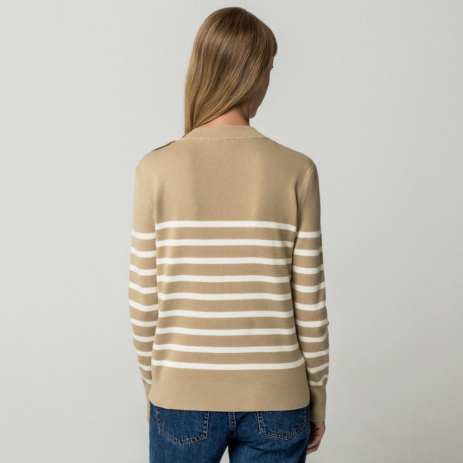 Manor Woman Gestreifter Pullover mit Knopfdetail  