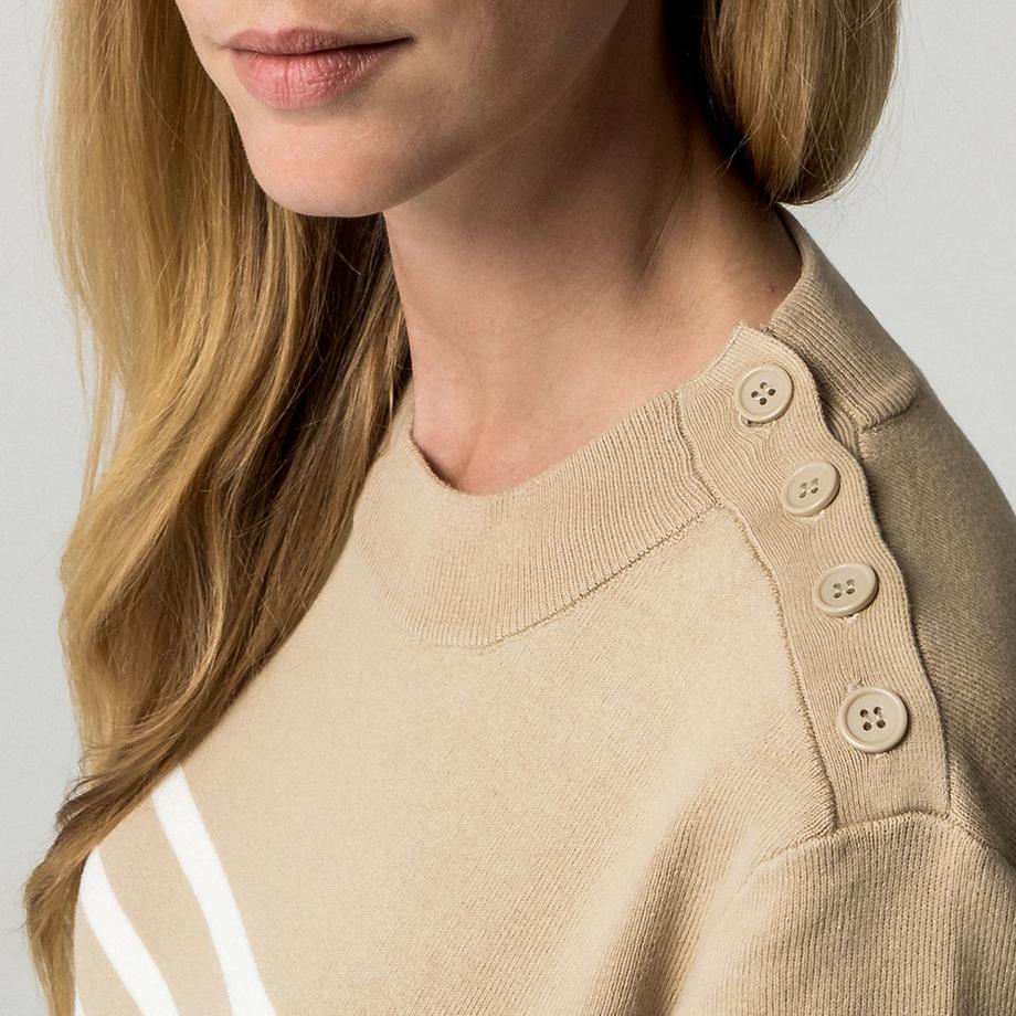 Manor Woman Gestreifter Pullover mit Knopfdetail  