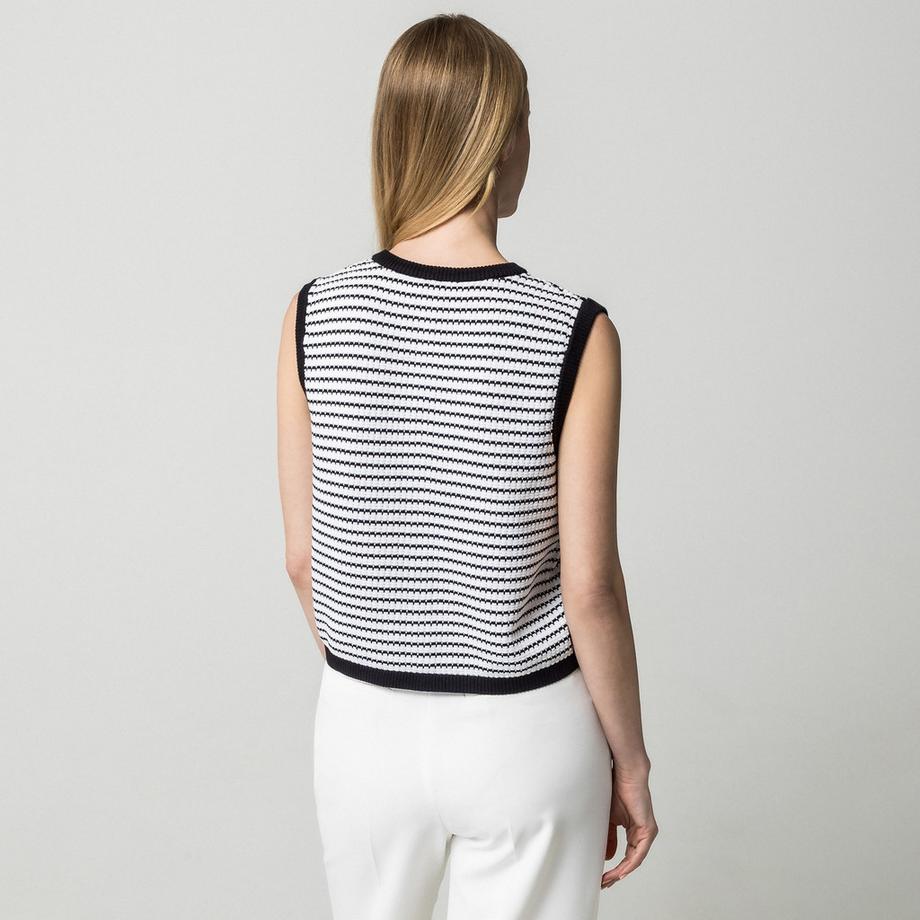 Manor Woman Ärmelloser gestreifter Pullover  
