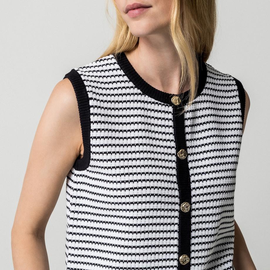 Manor Woman Ärmelloser gestreifter Pullover  