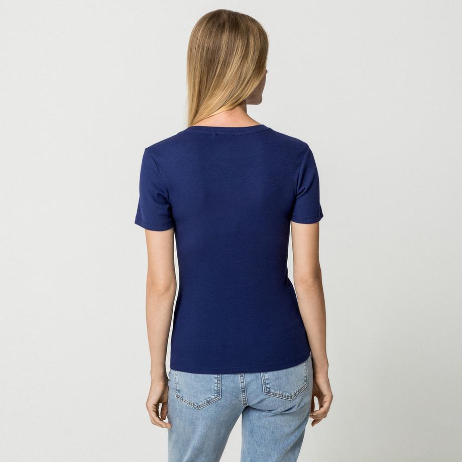 Manor Woman T-shirt côtelé à manches courtes  