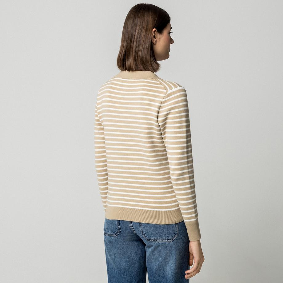 Manor Woman Maglione a maniche lunghe a righe con collo polo  