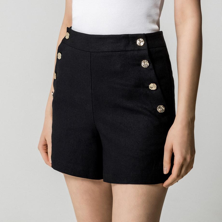 Manor Woman Short Taille Haute avec Boutons Décoratifs  
