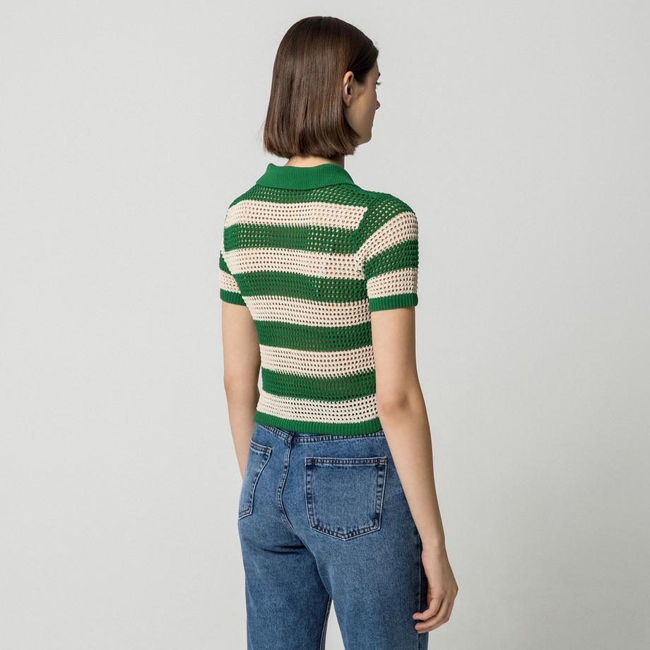 Manor Woman Maglione Polo Rigato Maniche Corte  