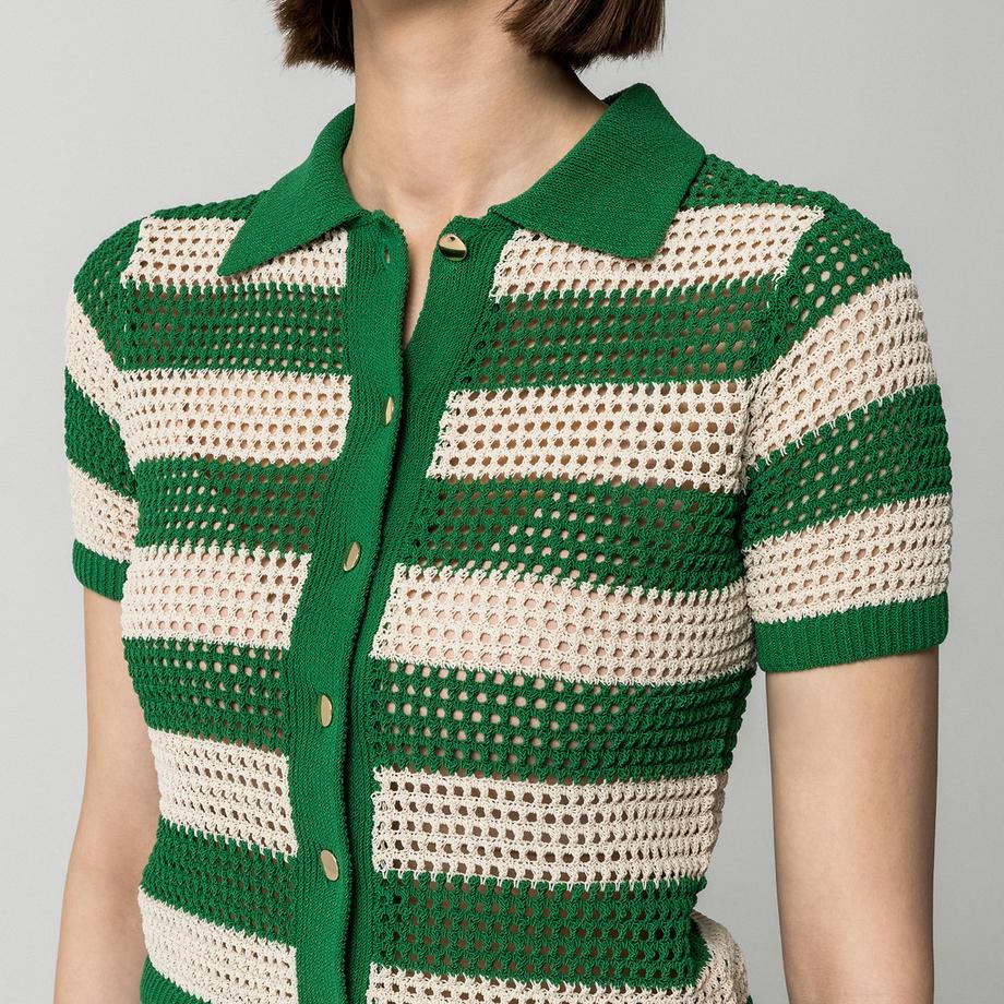 Manor Woman Maglione Polo Rigato Maniche Corte  