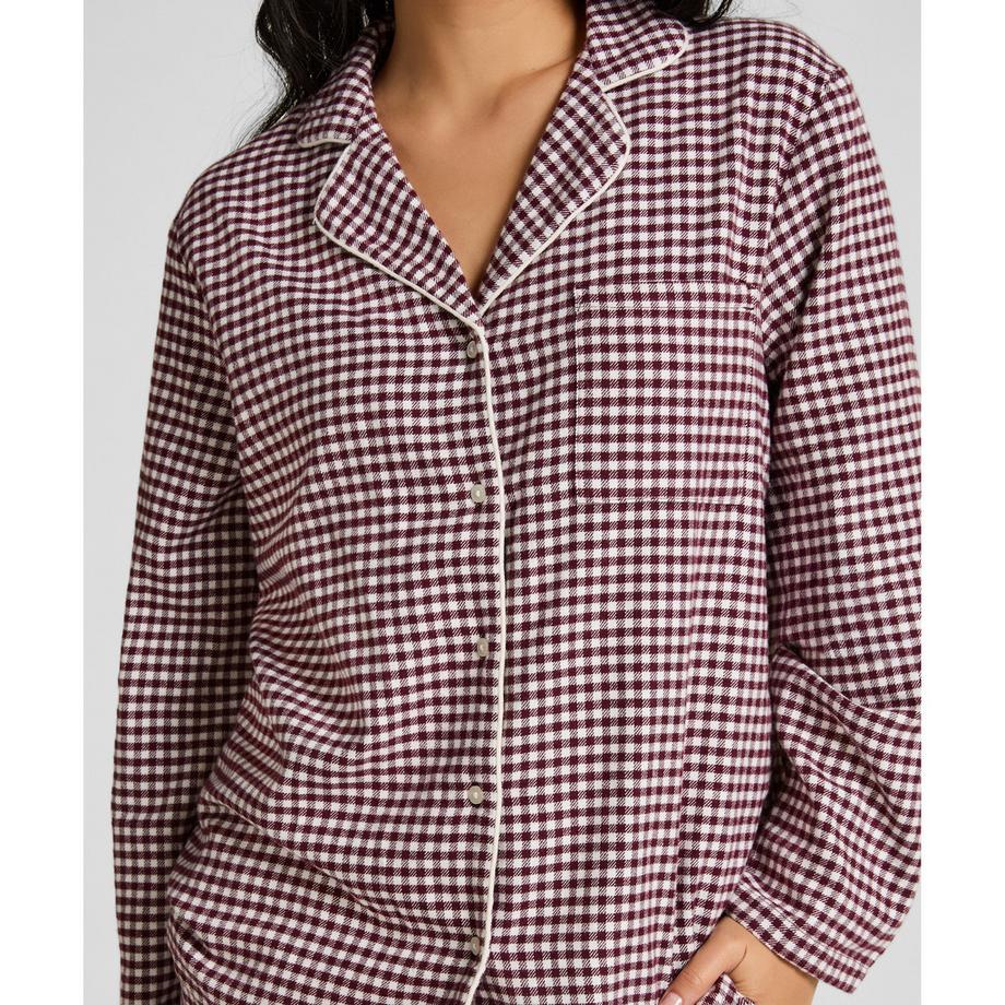 Hunkemöller Gingham Langarm Flanell Pyjama Top  