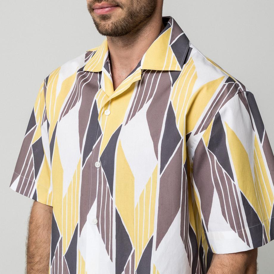 HUGO Espino Kurzarmhemd mit geometrischem Muster  